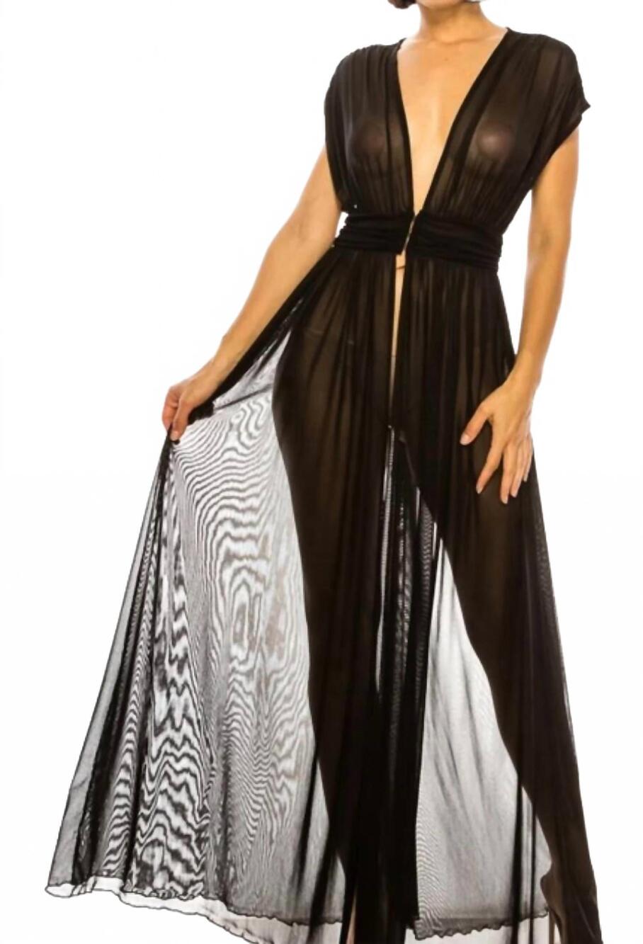 NEW A3 DESIGN solid mesh cover up duster in black out
